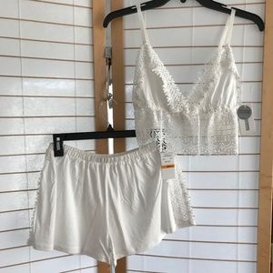 REVOLVE NWT Flora Nikrooz white teddy short & cami